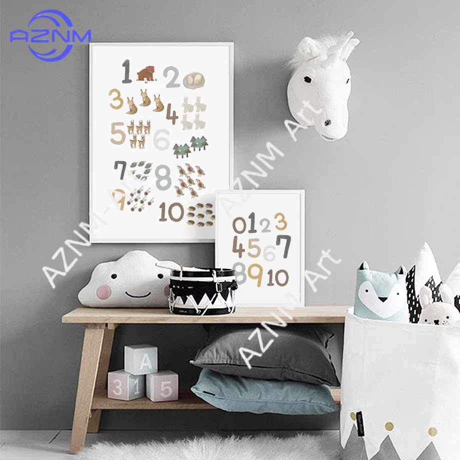 Kids Educational Poster - 1/2 Pezzi Poster Educativi con Numeri