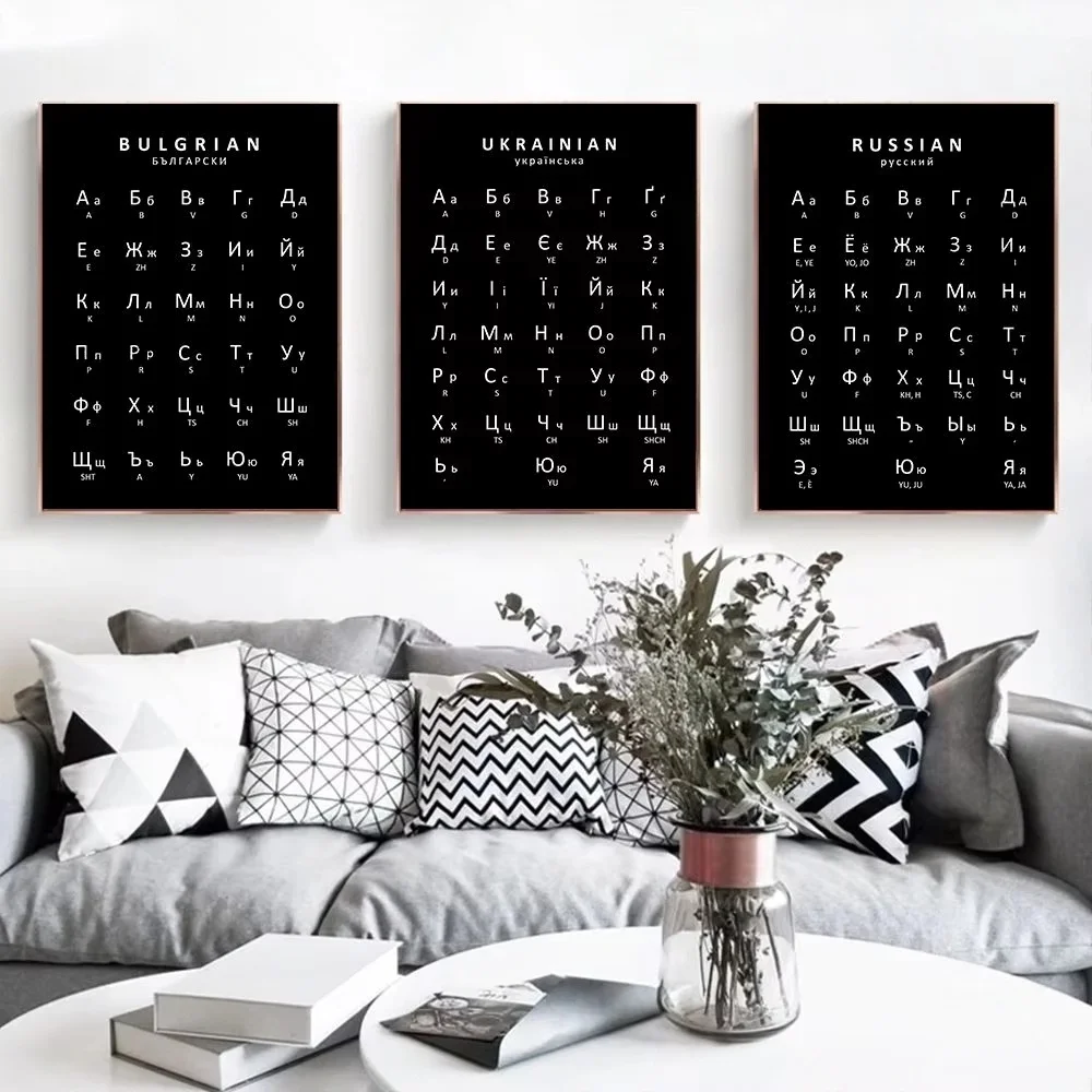 Kids Education Charts - Poster dell'alfabeto russo, ucraino e bulgaro,
