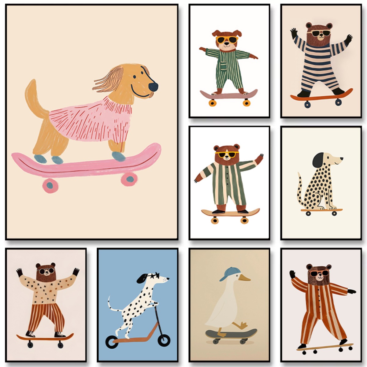 Simpatico cane da skateboard b - Kids Educational Poster recensione e prezzo