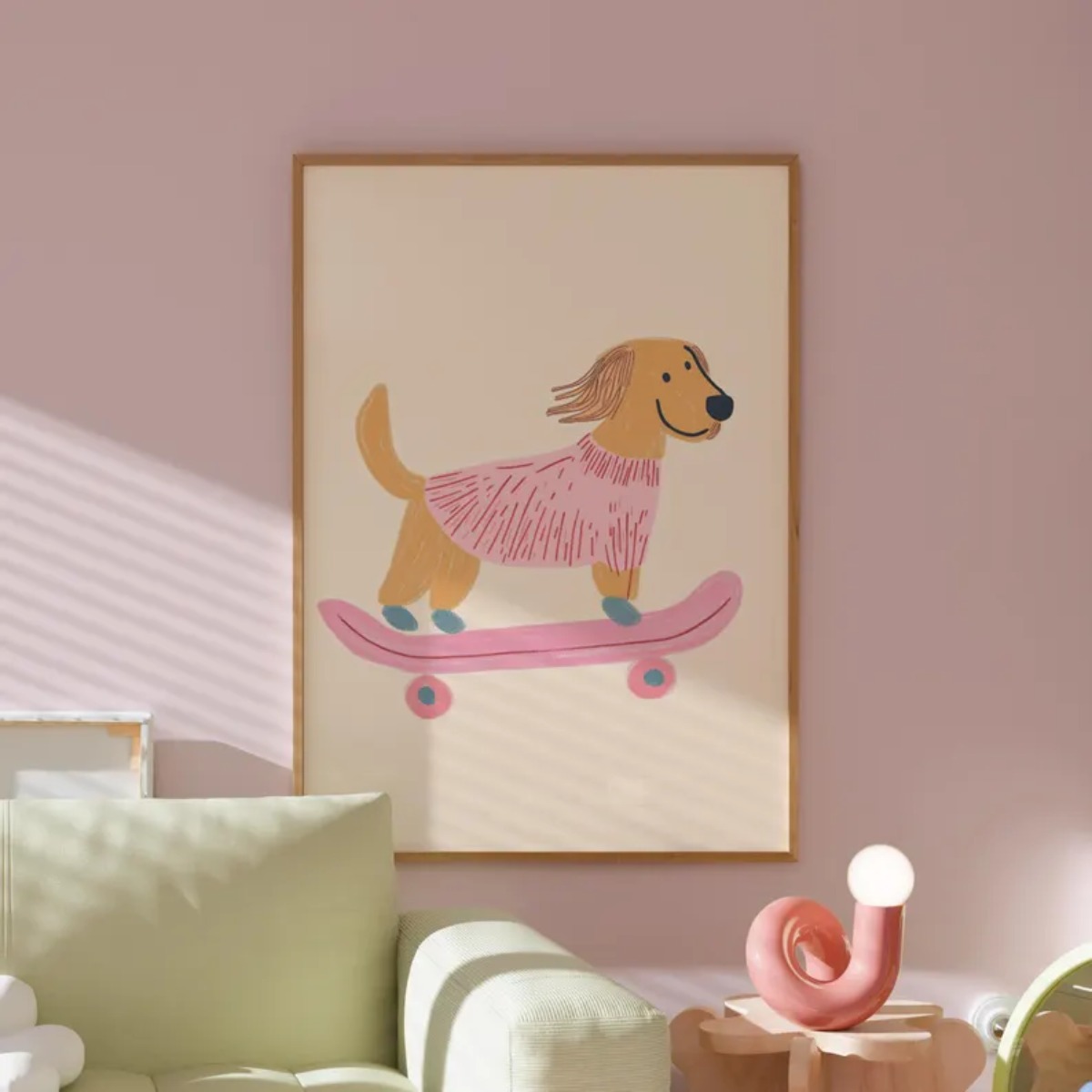 Simpatico cane da skateboard b - Kids Educational Poster recensione e prezzo