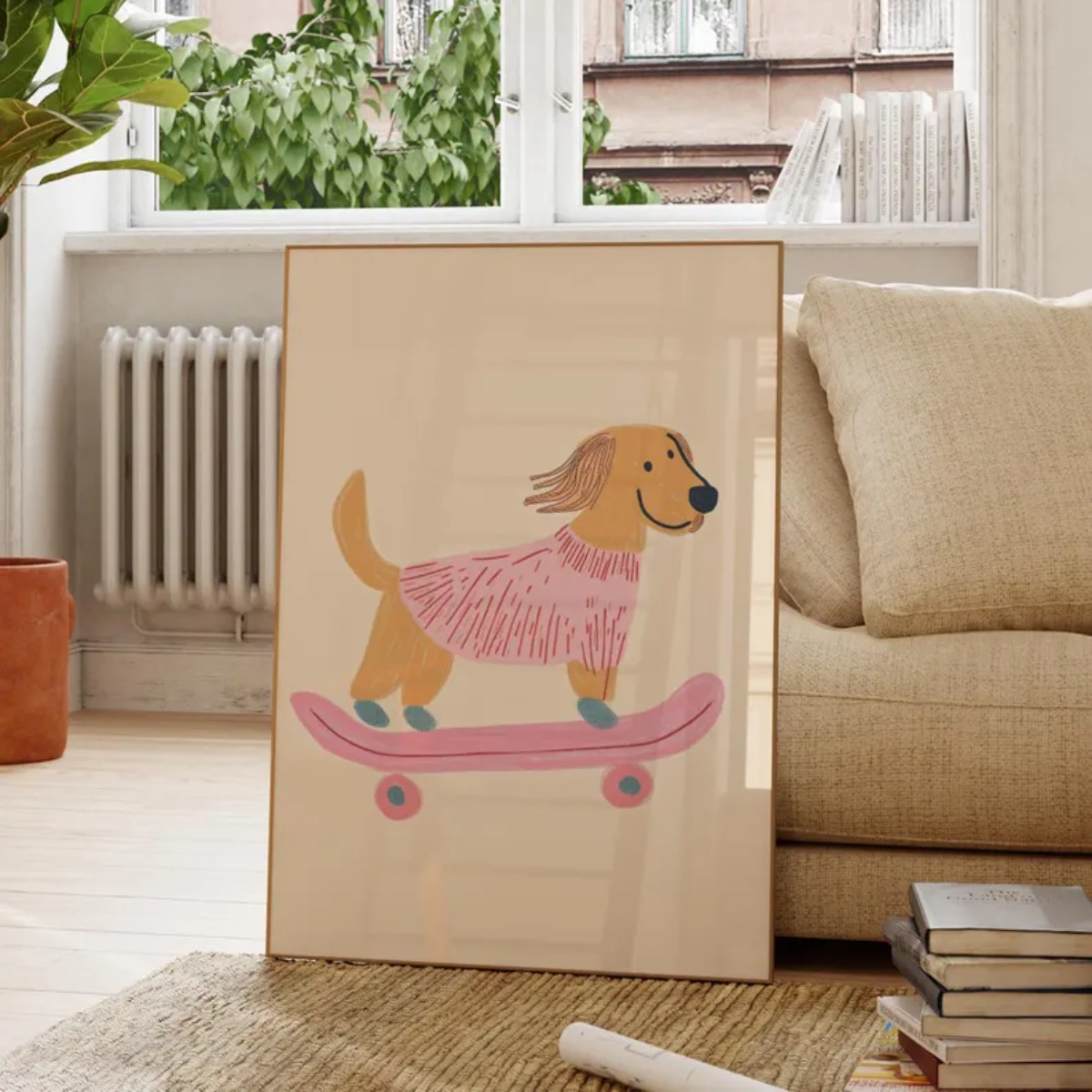 Simpatico cane da skateboard b - Kids Educational Poster recensione e prezzo