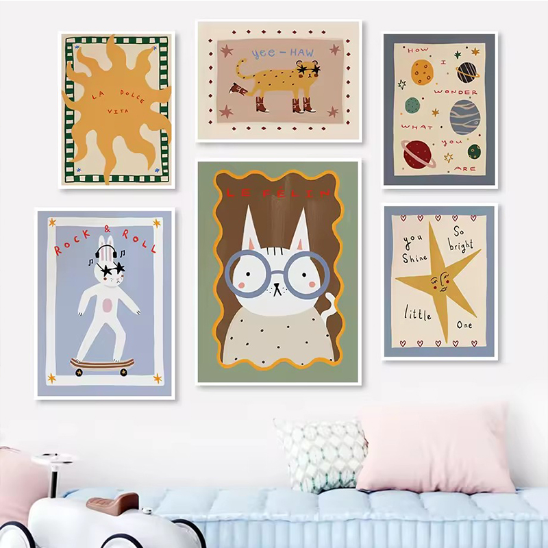 Bohemian Sun Moon Animal Carto - Kids Educational Poster recensione e prezzo